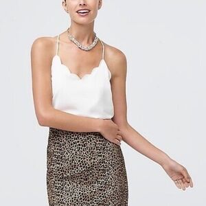 J Crew White Scallop Cami 0